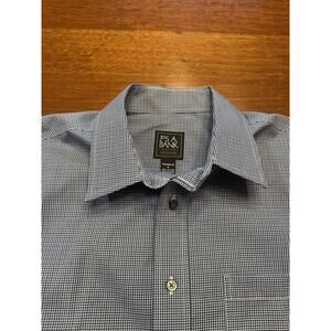 NWT Medium Jos A Bank Tailored Fit Traveller Button Up Shirt Blue Solid $89